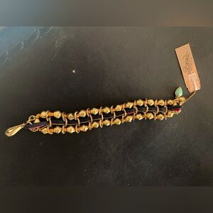 NWT LUCKY BRAND Bohemian Incense Pot Bead Brushed Brass Bracelet